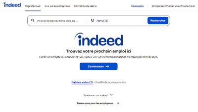Page accueil Indeed.