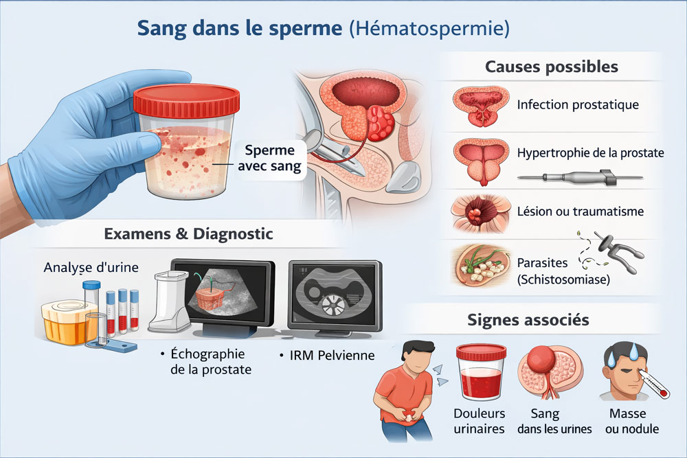 Schéma médical : sang dans le sperme